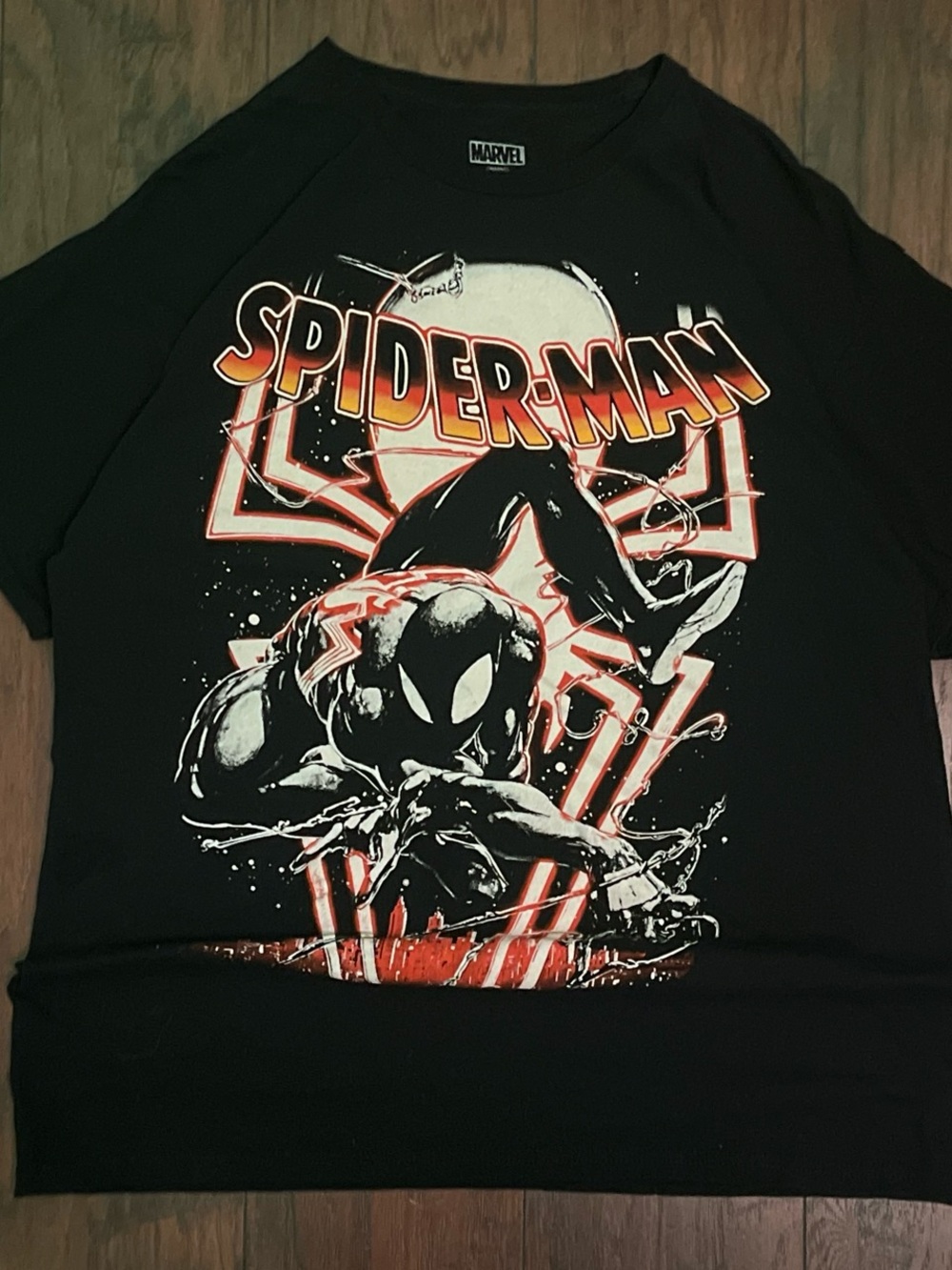 Marvel Spider-Man Black Tee with Red & White Graphic